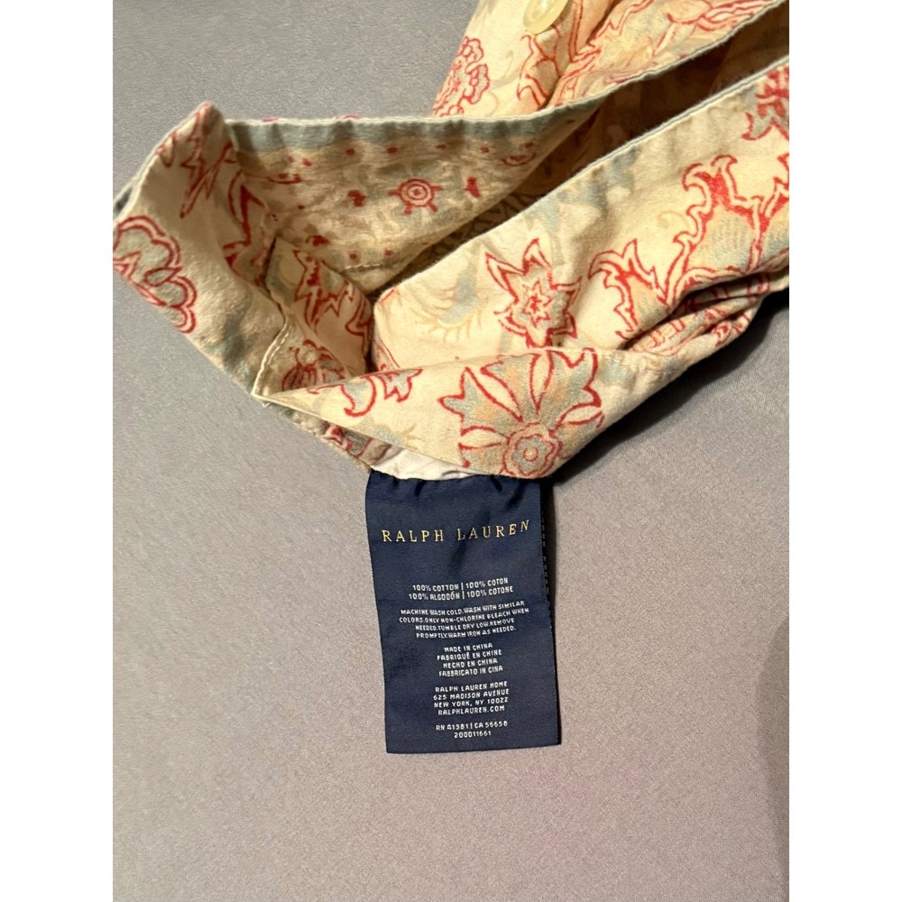 Ralph Lauren Home Floral Paisley Cotton Pillow Shams Red Blue Cream Set of 2 - Picture 2 of 5